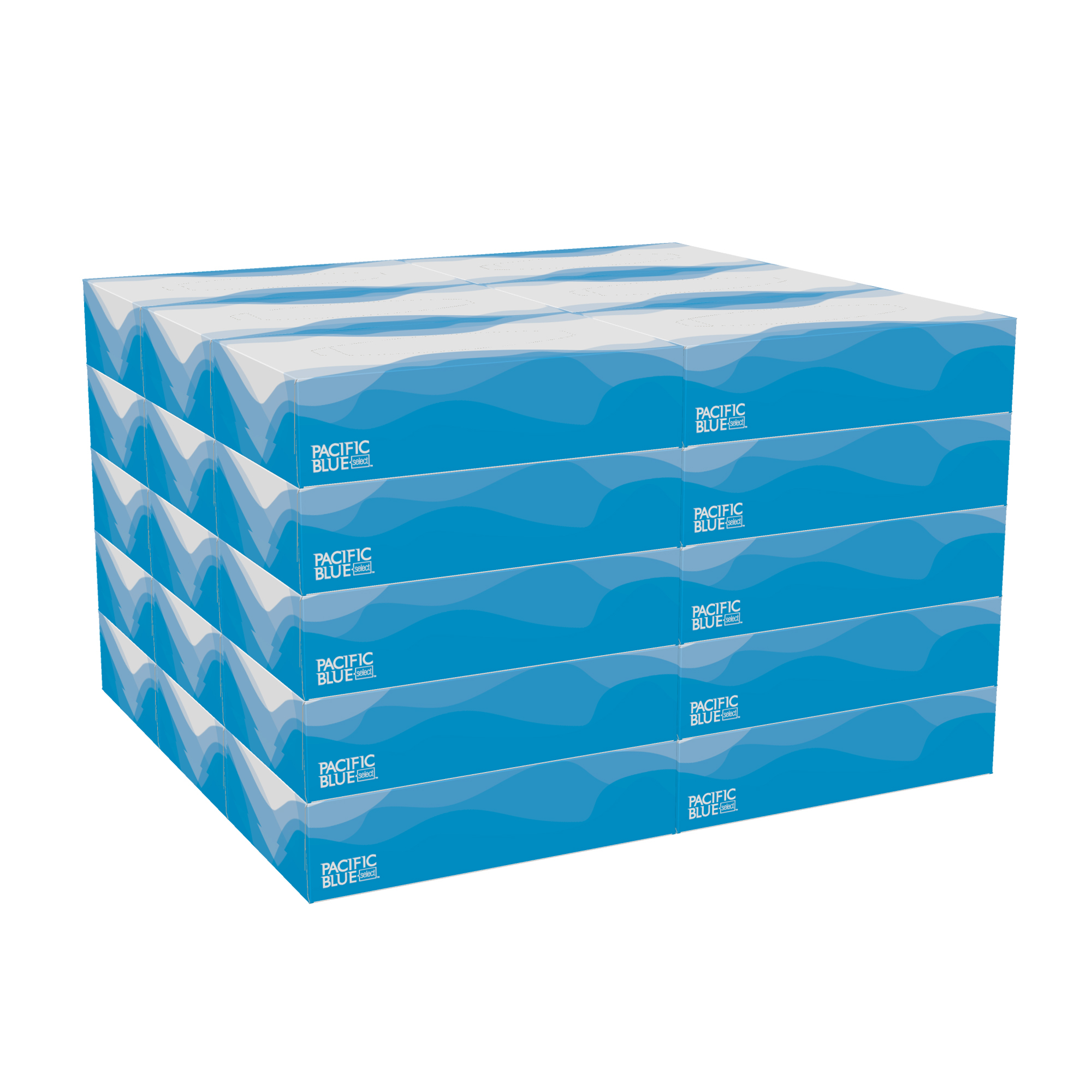 Pacific Blue Select, 2 Ply Facial Tissue, Flat Box, White