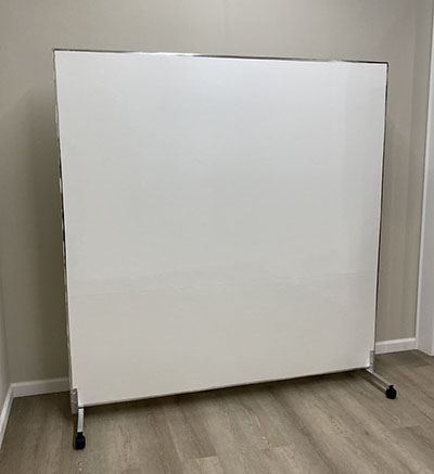 Glassless Mirror with Rolling Stand and Whiteboard Back Panel