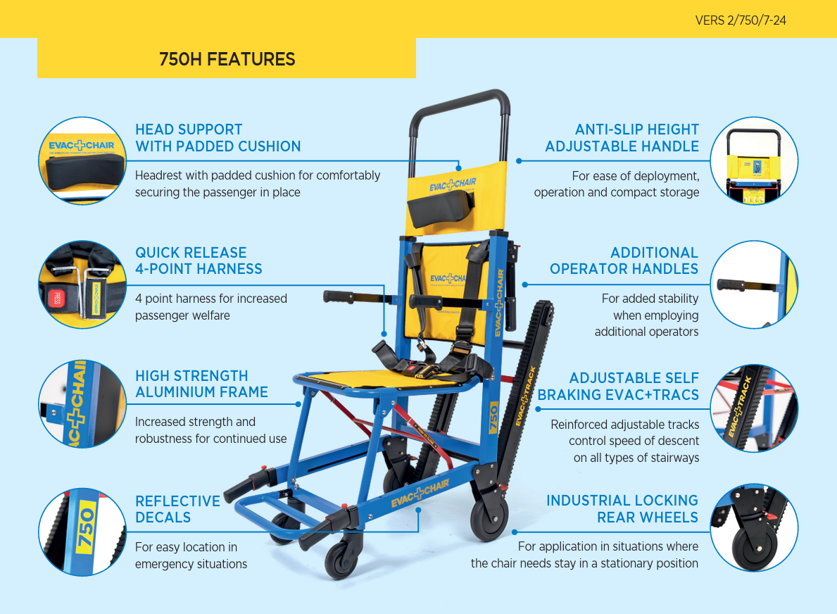 Manual Evacuation Chair with Speed Adjustable Tracks