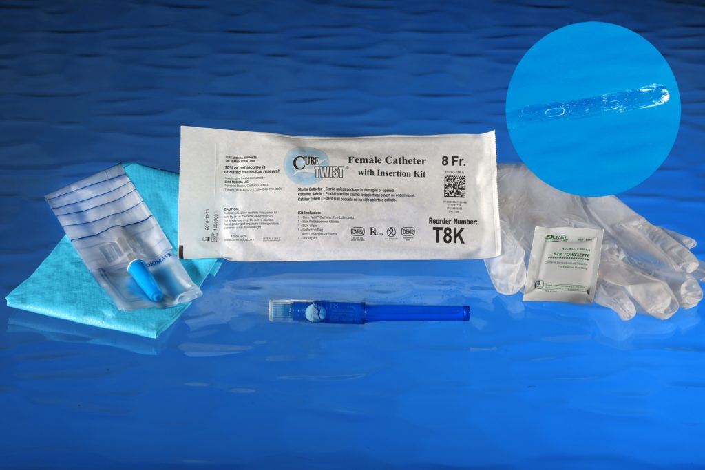 Cure Twist Catheter for Women, Pre Lubricated Straight Tip with Insertion Kit Supplies, Sterile