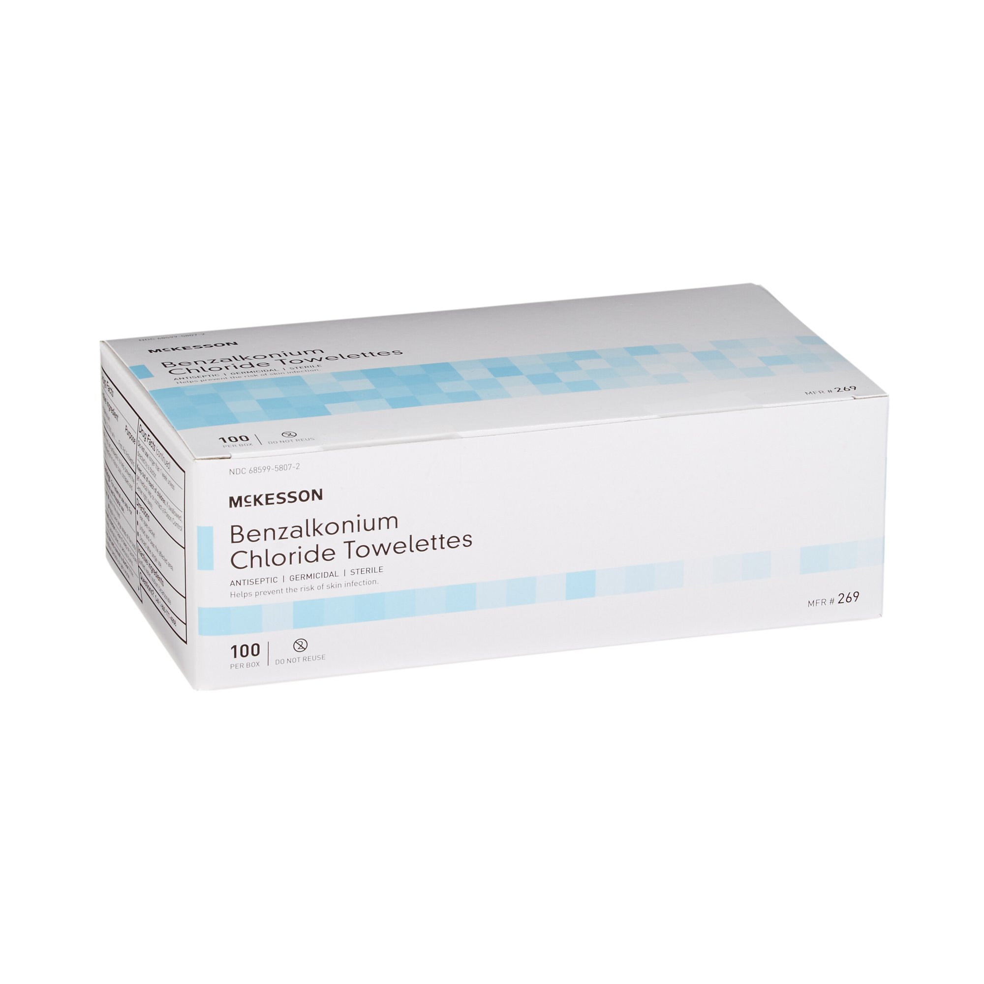 Sanitizing Skin Wipe, BZK, Individual Packet, Sterile, Unscented