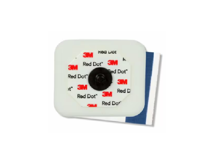 Red Dot ECG Monitoring Electrodes with Abrader and Radiolucent Stud