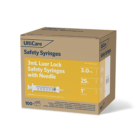 Safety Syringe with Detachable Needle, 3 ml, Luer Lock
