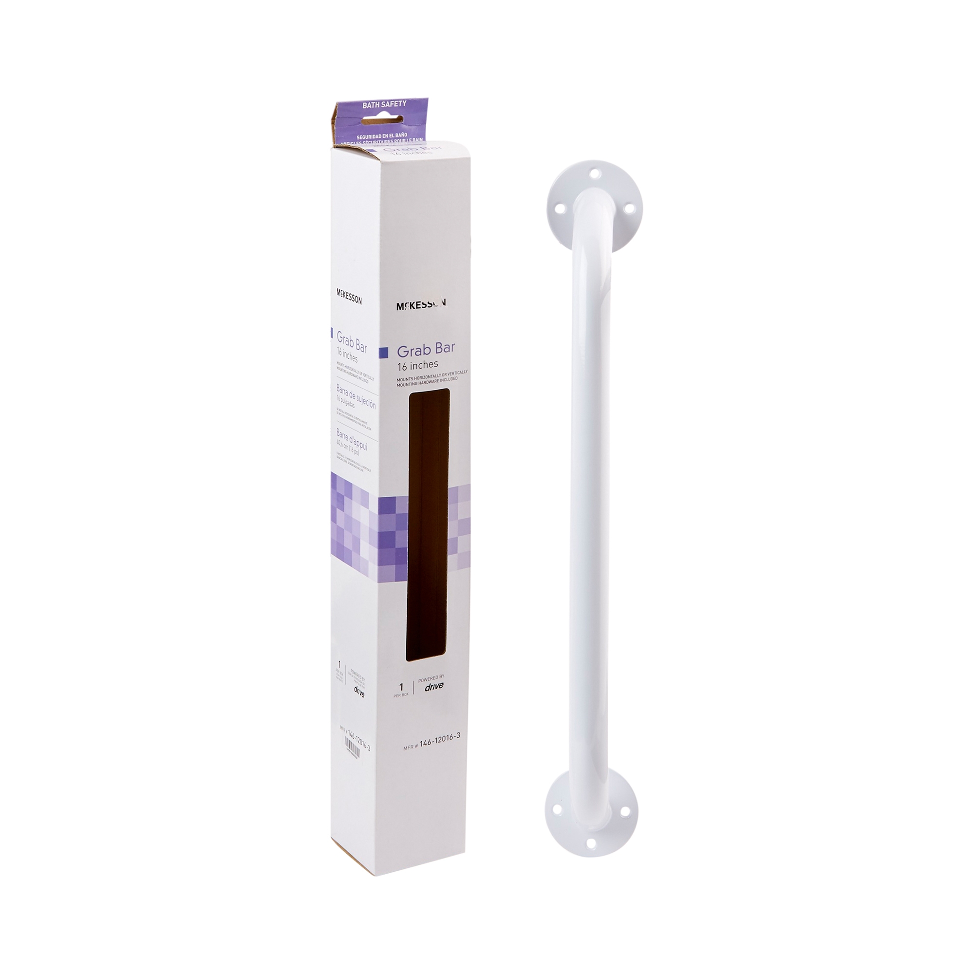 Grab Bar, 4 Screws, White Steel