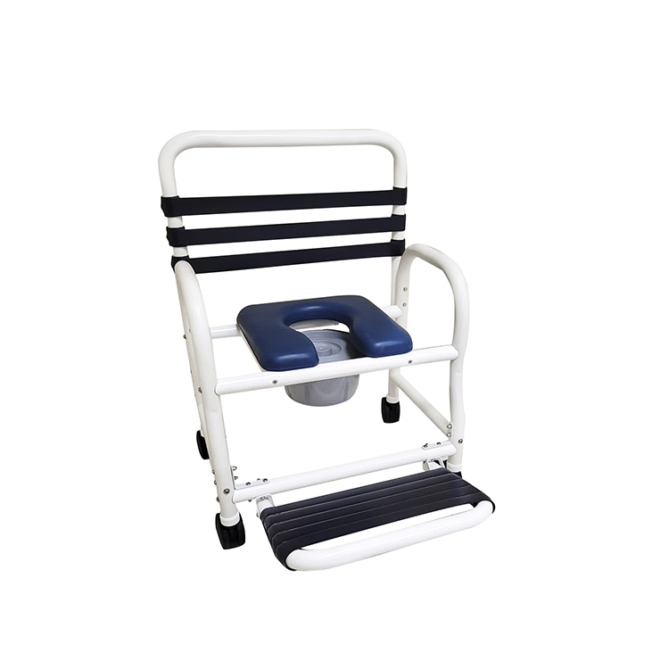 Deluxe New Era Patented Infection Control 26" Shower Commode Chair with Commode Pail and Soft Touch Folding Footrest