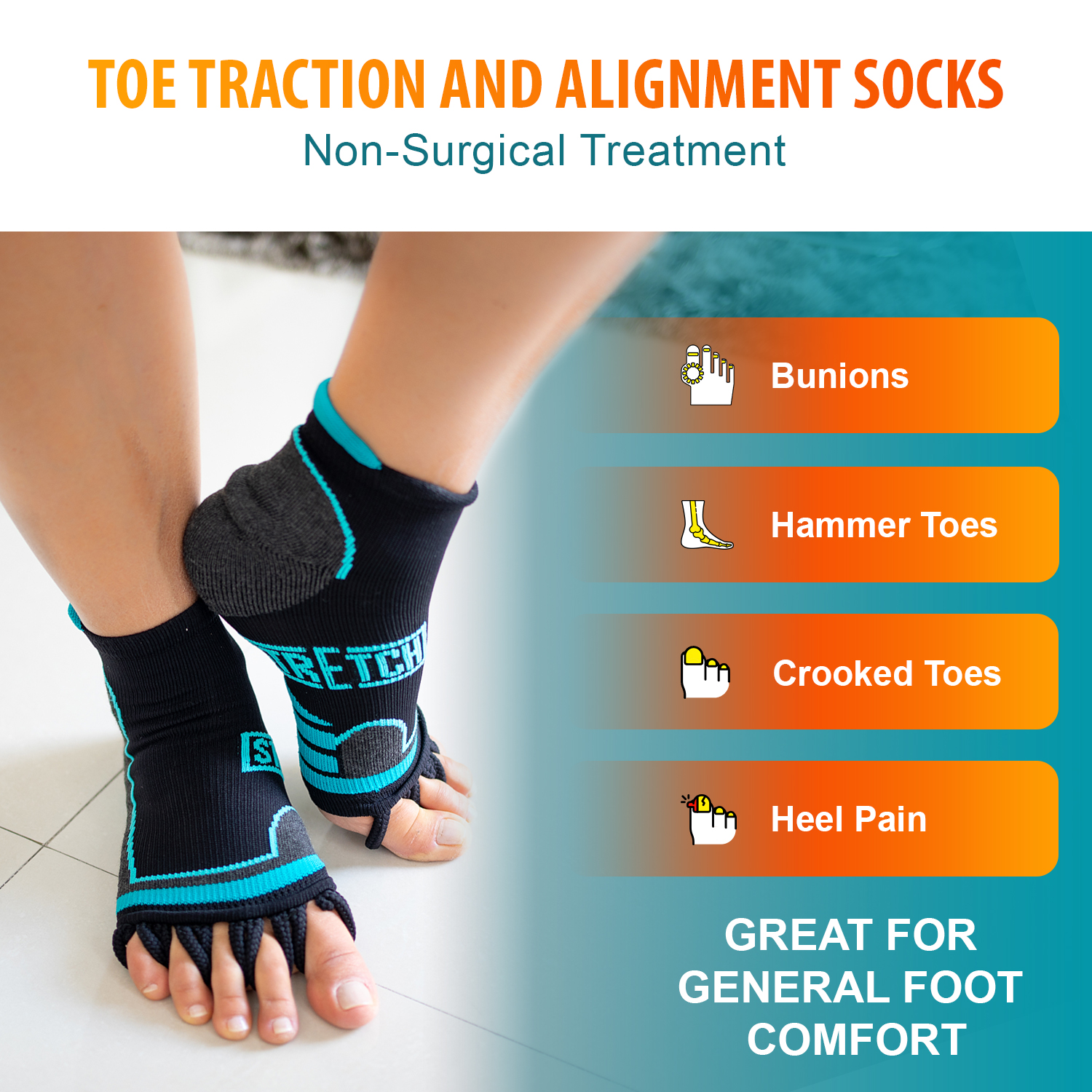 Stretch Toe Separator Socks