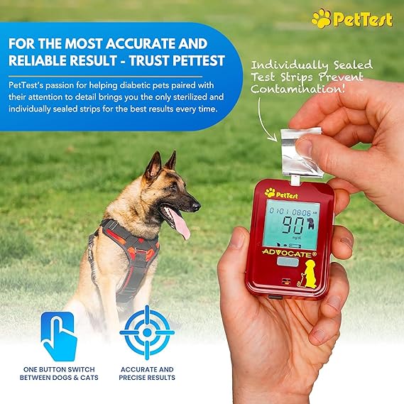 PetTest Diabetes Blood Glucose Tests Strips for Dogs and Cats for Use with PetTest Glucose Monitor (50 Strips)