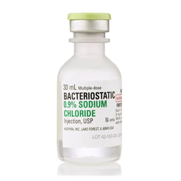 Bacteriostatic 0.9% Sodium Chloride Injection USP 30 ml Vial Fliptop Vial