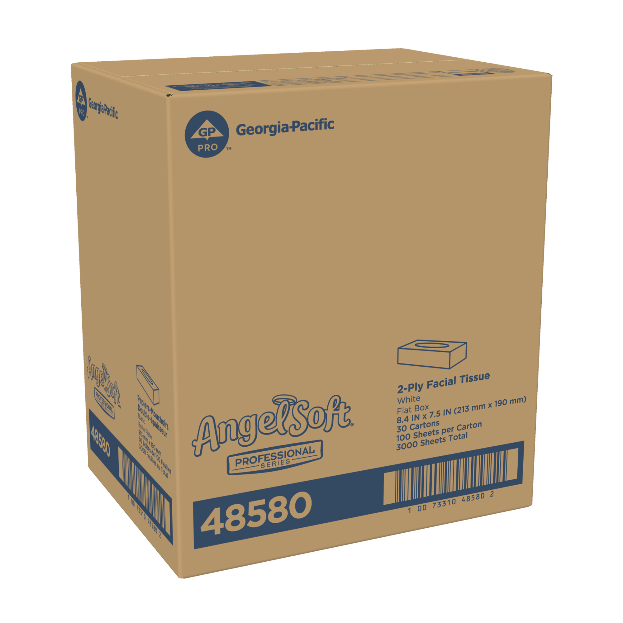 Angel Soft Professional Series, 2 Ply Facial Tissue, Flat Box, White