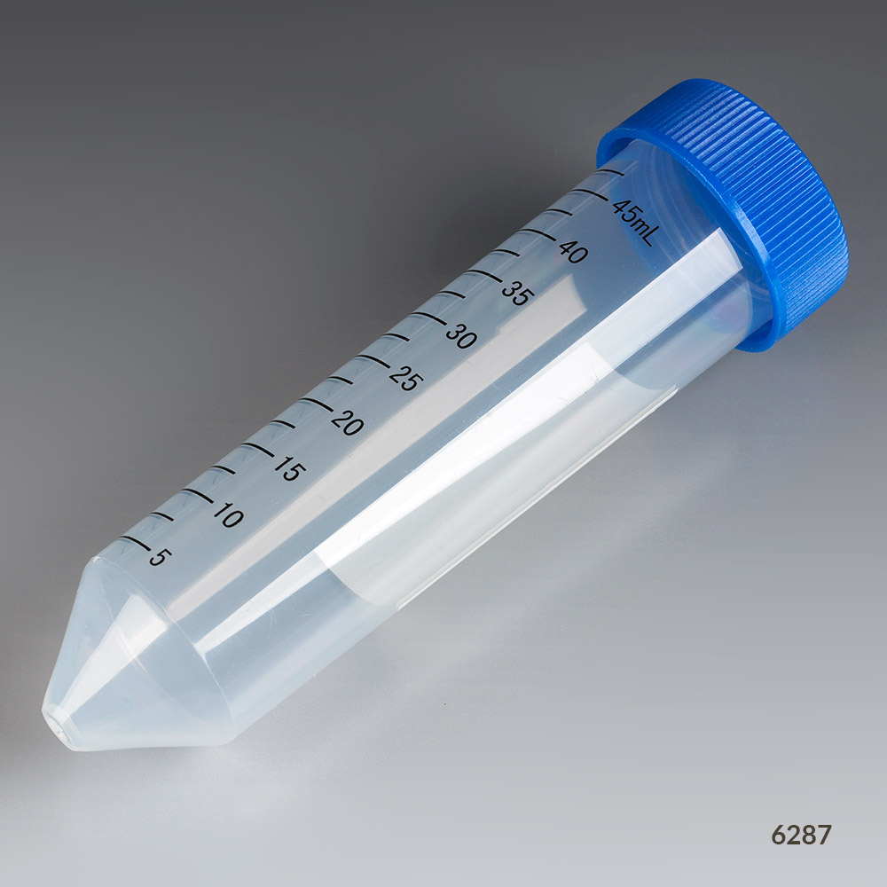 General Purpose Centrifuge Tube, Polypropylene, Separate Blue Flat Top Screw Cap, Printed Graduations, Non Sterile