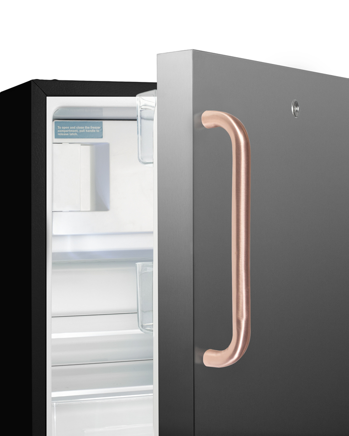21" Wide Built in Undercounter ADA Compliant Refrigerator Freezer with Front Lock and Copper Handle