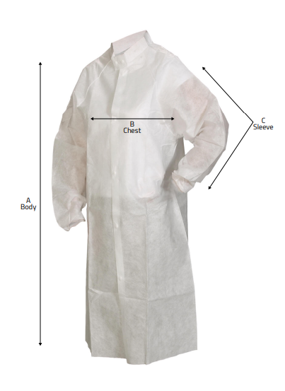 Critical Cover NuTech Frocks, Raglan Sleeves, Elastic Wrist, Snap Collar, Snap Close, Serged Seams, White