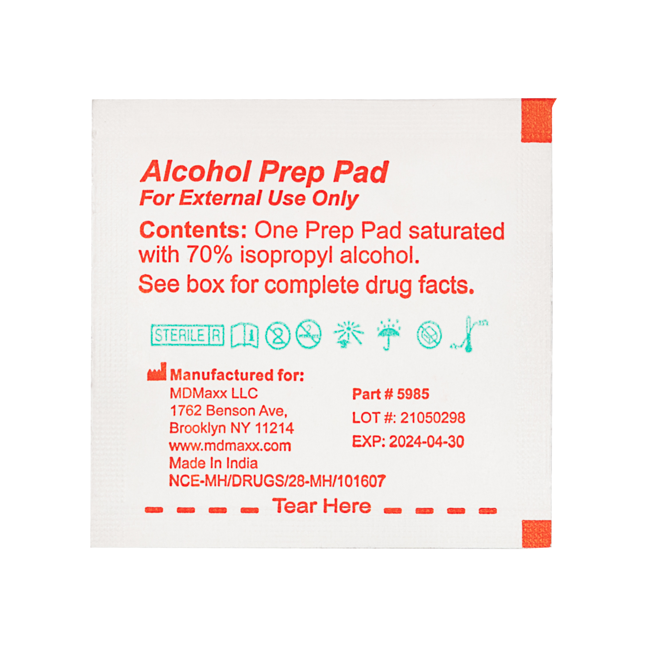 Alcohol Prep Pads 2-Ply Medium Sterile 200 Count