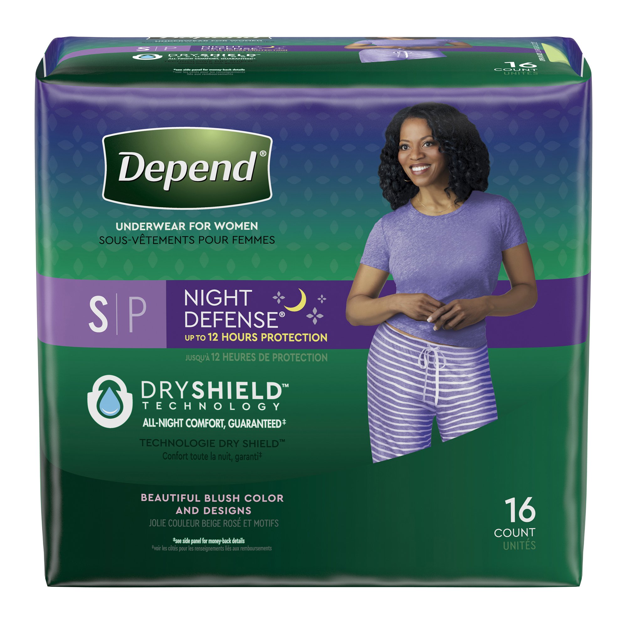 Depend Night Defense Adult Overnight Incontinence Underwear for Women -  Blush - Medium - 15 Count