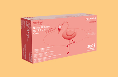 Nitrile Exam Glove, Powder Free (PF), Polymer Coated, Aloe & Vitamin E, Textured, Beaded Cuff, Coral