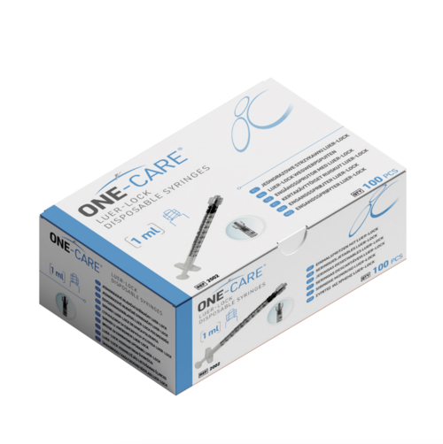One Care Luer Lock Syringes 1 ml, 3 Part