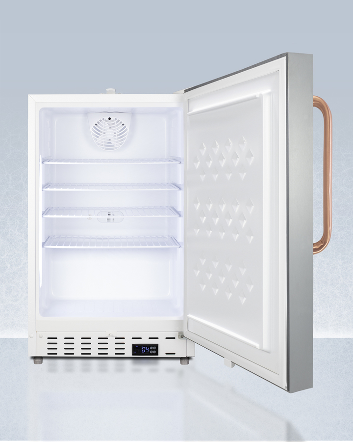 ADA Compliant 21" Wide Built In Healthcare All Refrigerator with Lock and Copper Handle