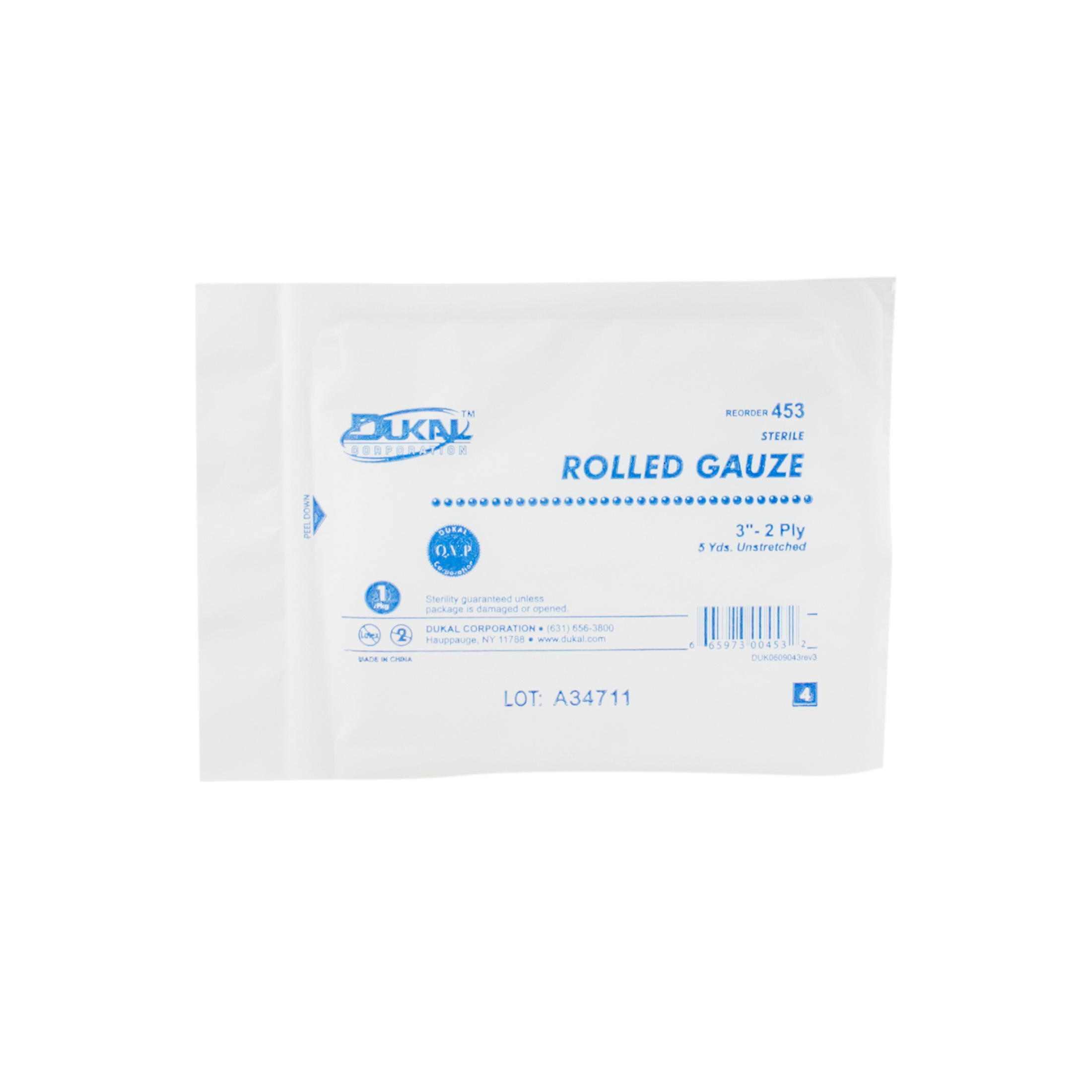 Rolled Gauze 3" x 5 yd 2-Ply, Sterile - Clearance