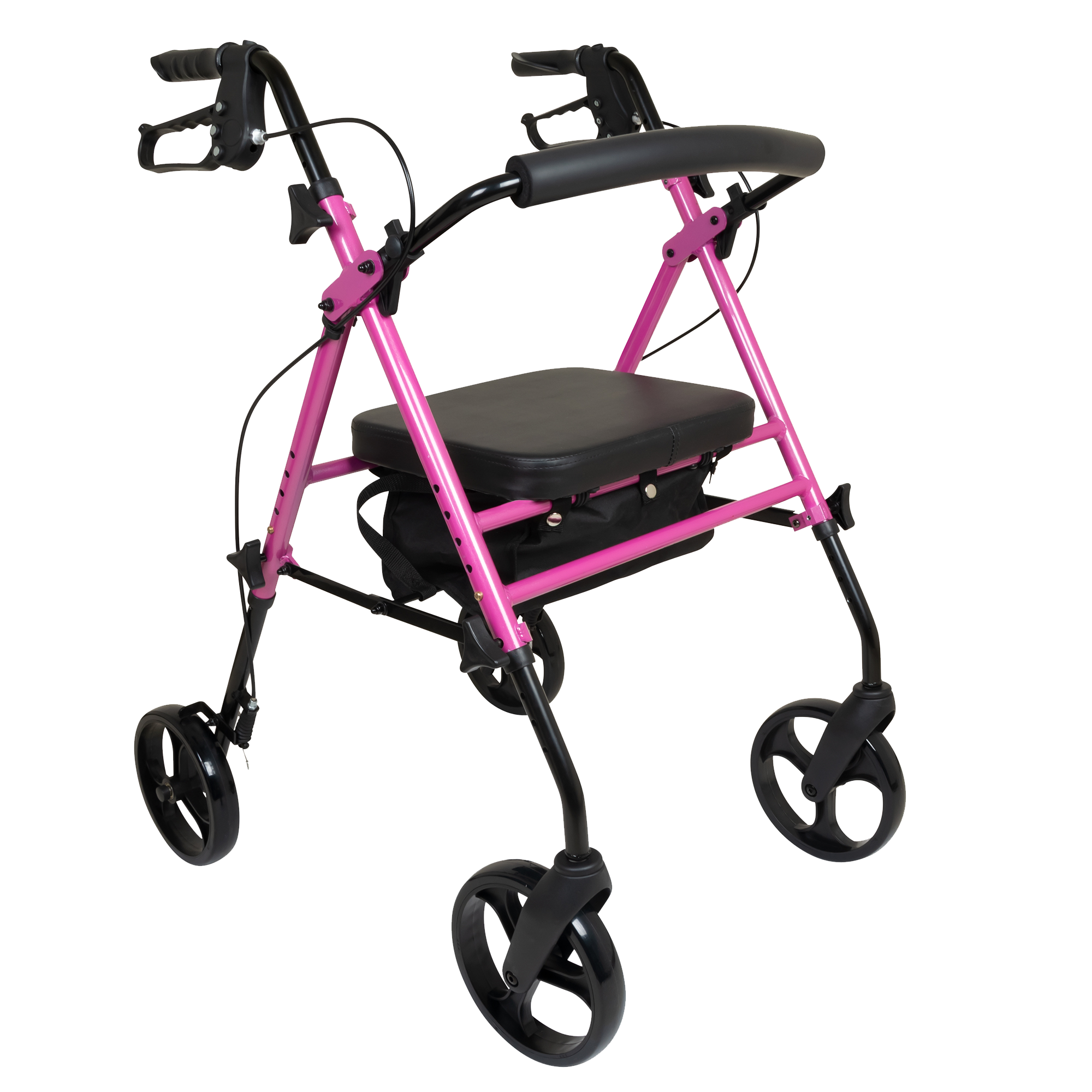 Aluminum Height Adjustable Rollator Pink