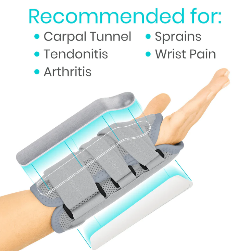 3 Splint Adjustable Reversible Wrist Brace