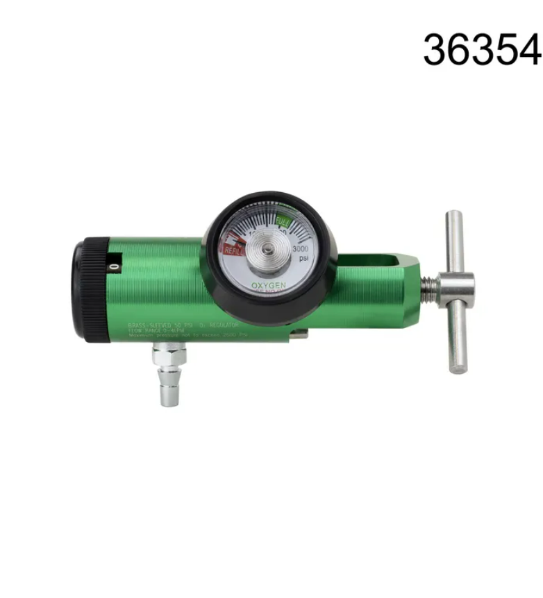 CGA Mini Oxygen Regulator, Barb Outlet