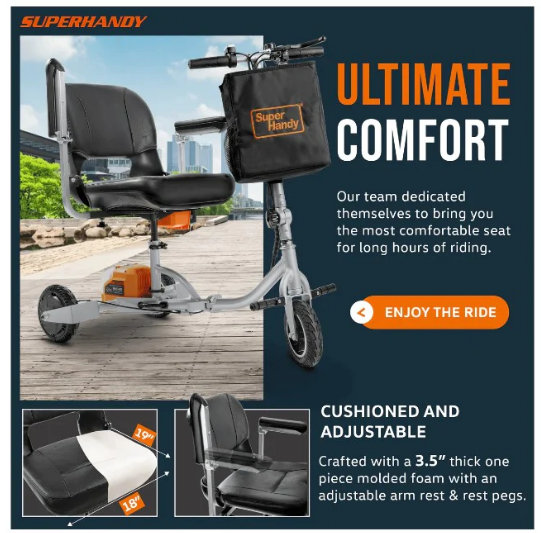 3 Wheeled Lightweight Long Range with Extra Battery Folding Mobility Scoote