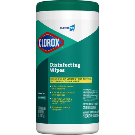 CloroxPro Surface Disinfectant Premoistened Manual Pull Wipe 75 Count Canister Fresh Scent