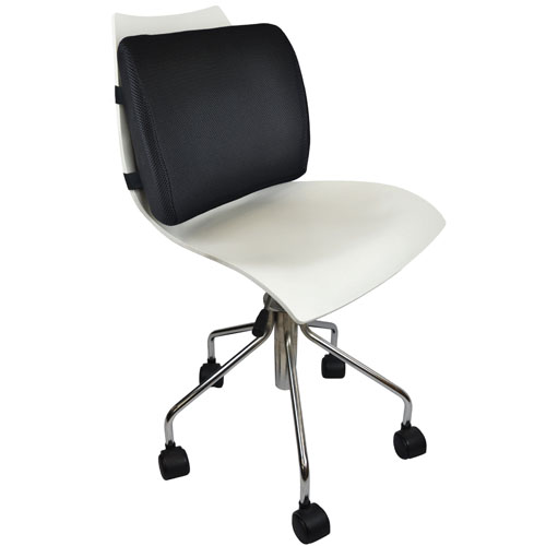 Lumbar Cushion With Straps, Black Memory Foam
