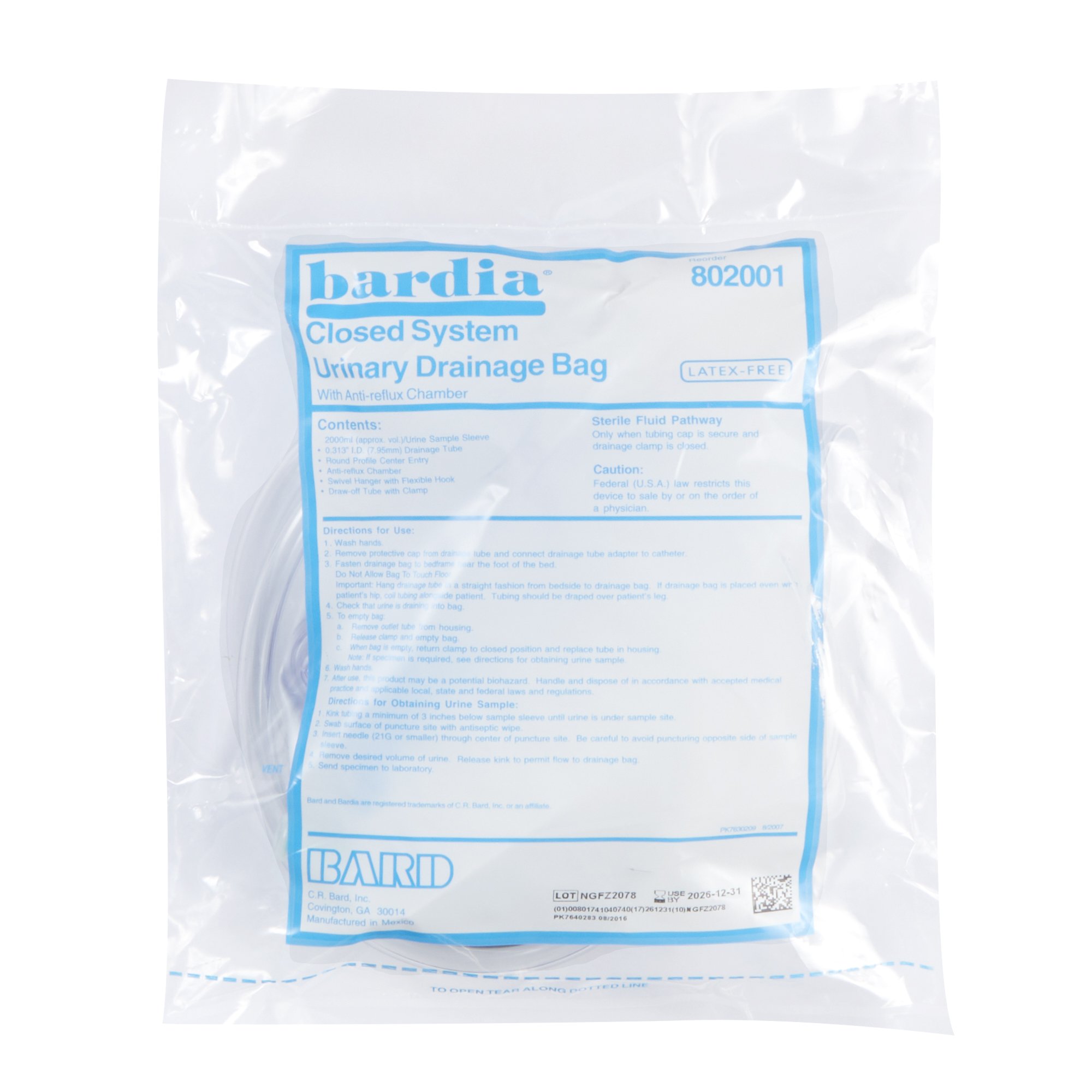 Bardia Urinary Drain Bag with Flexible Hook