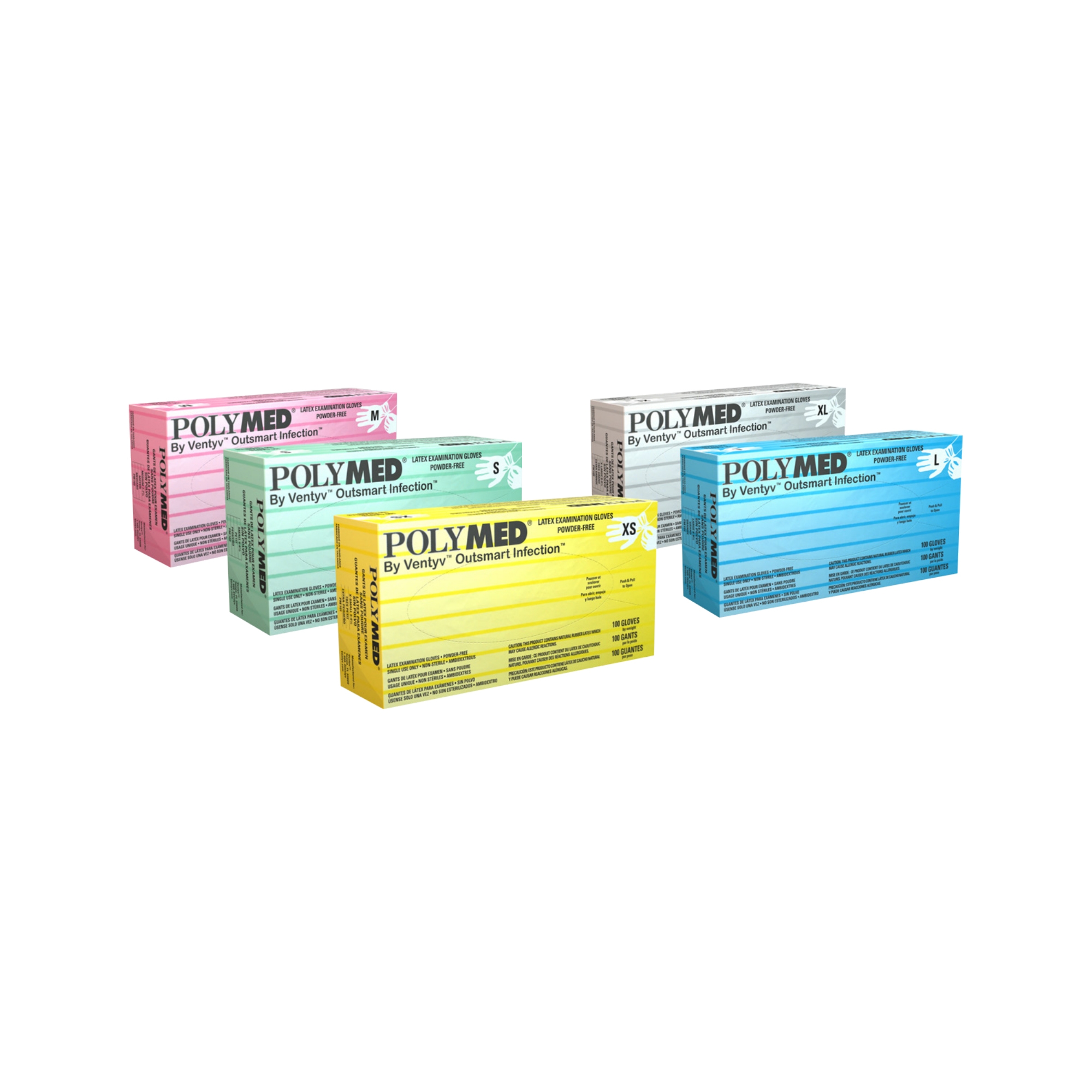 Polymed Examination Gloves, Powder Free, Non Sterile, Latex
