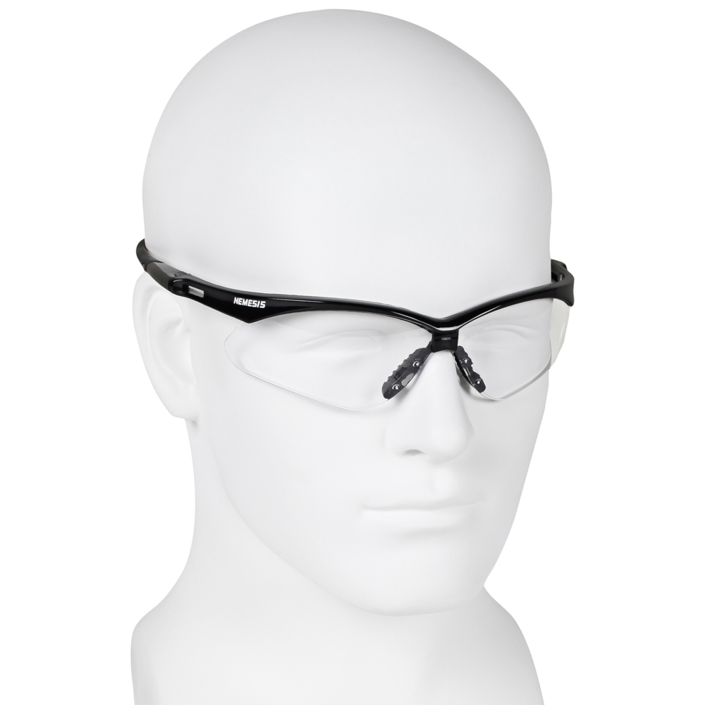 KleenGuard Nemesis Safety Glasses, Clear Lens, Black Frame