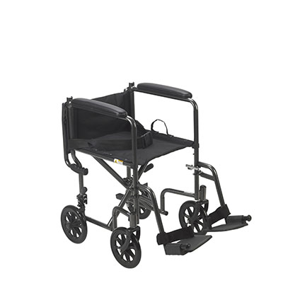 Lightweight Steel Transport Wheelchair with Fixed Full Arms