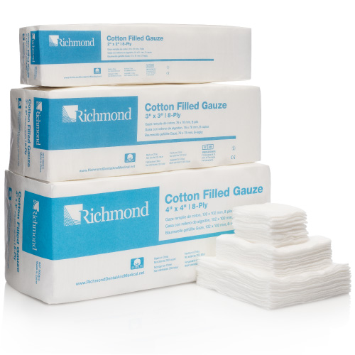 Cotton Filled Exodontia Sponge, 2" x 2", 8 Ply