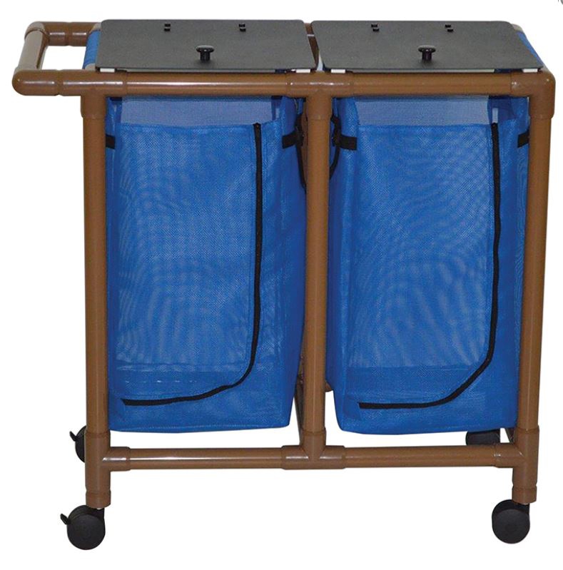 Woodtone Double Bag Hamper with Foot Pedal, 38" Height
