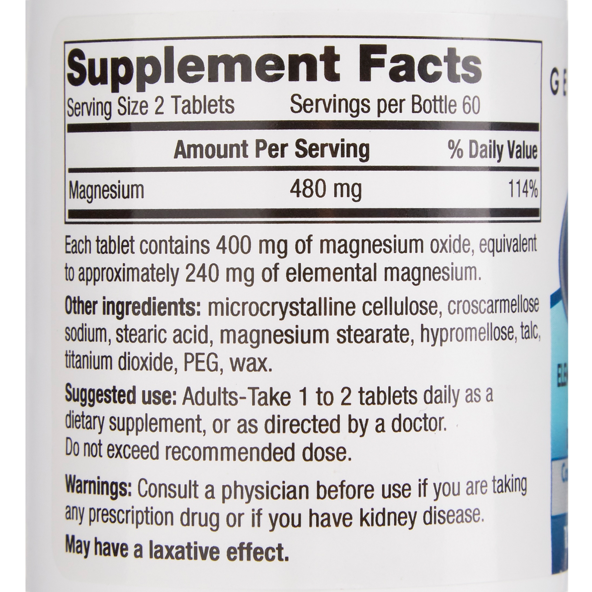 Geri Care Mineral Supplement, Magnesium Oxide 400 mg Strength Tablet