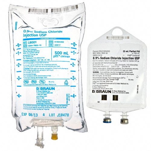 Sodium Chloride Injections, 0.9%, 500mL, Ecoflac Plus Container