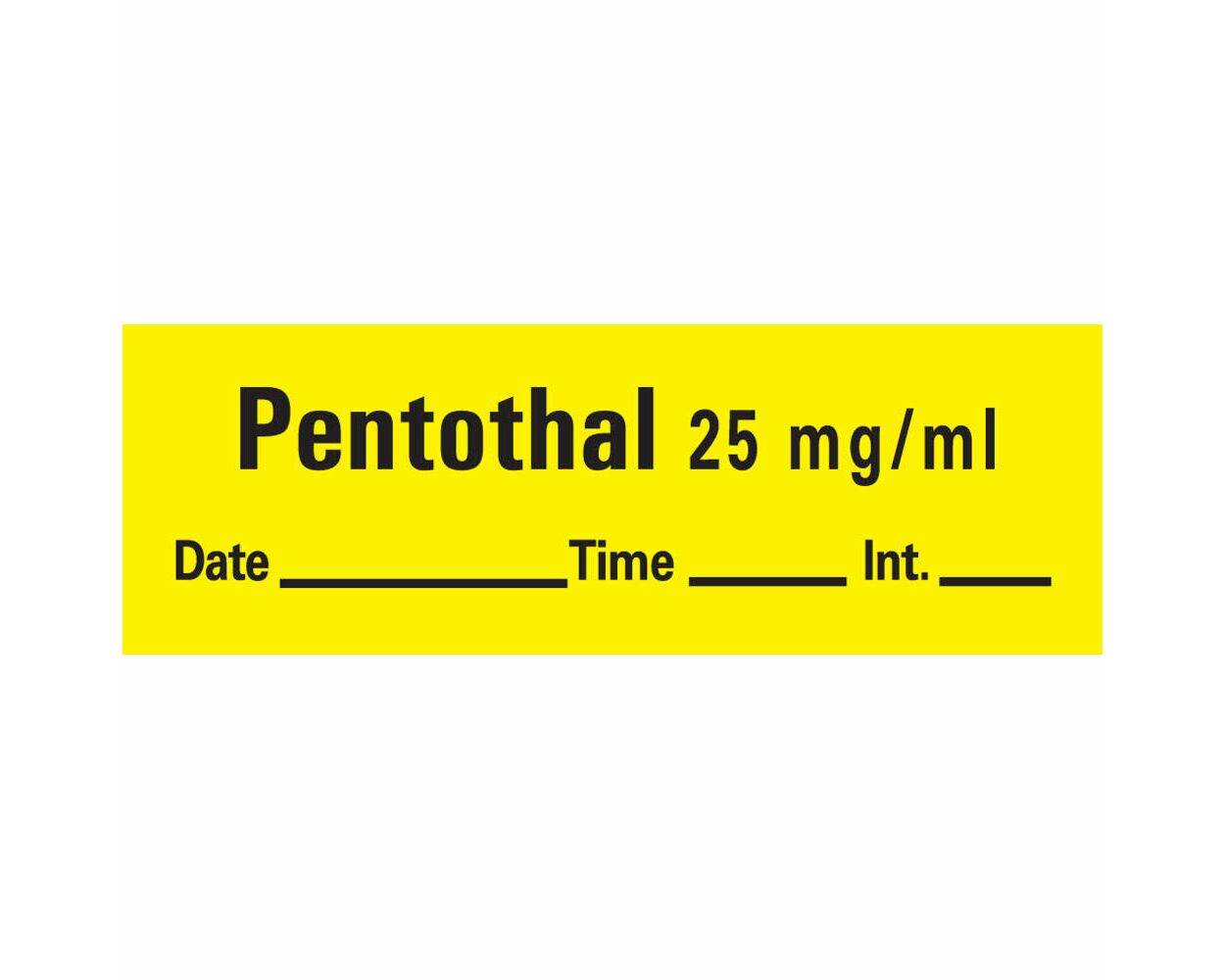 Pentothal Syringe Labels, Yellow, 500" Roll, 333 Imprints