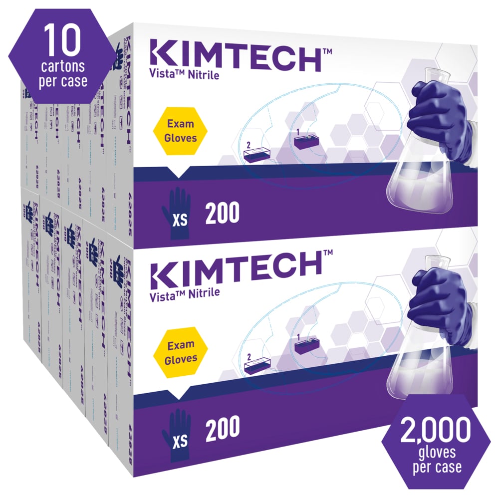 Kimberly Clark Kimtech Vista Nitrile Exam Gloves, Dark Blue