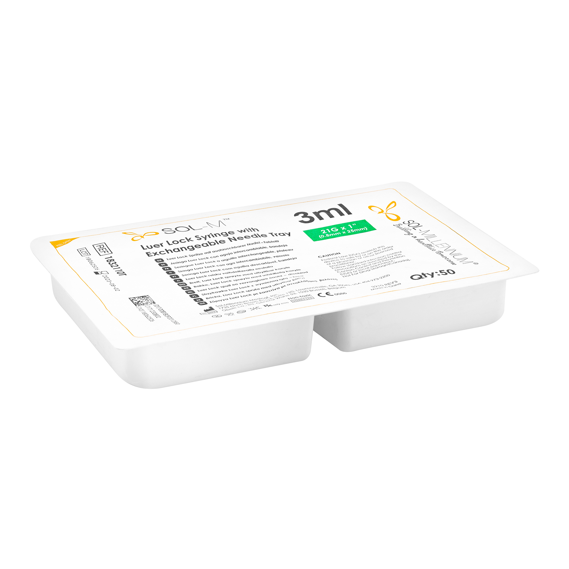 Luer Lock Syringe with Exchangeable Needle Tray