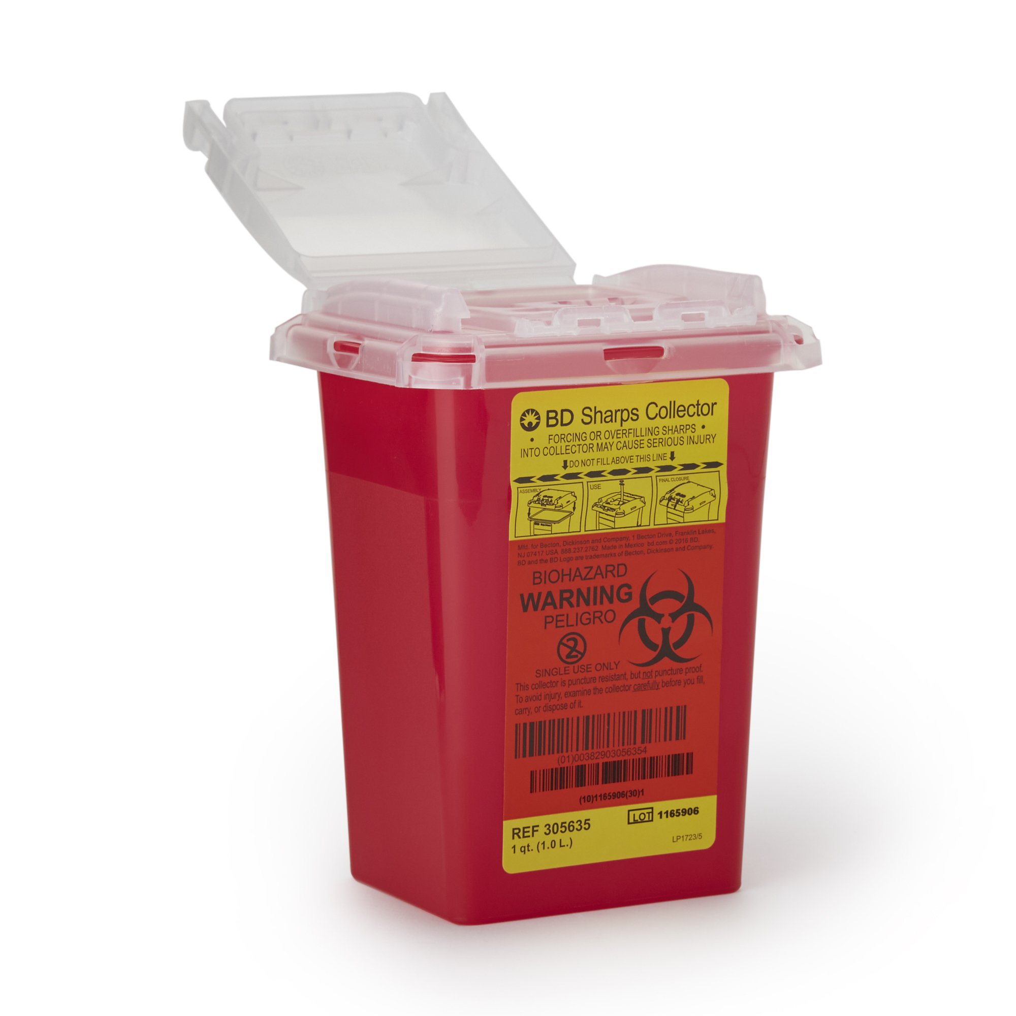 BD Phlebotomy Red Sharps Collectors with Needle Ports 305635