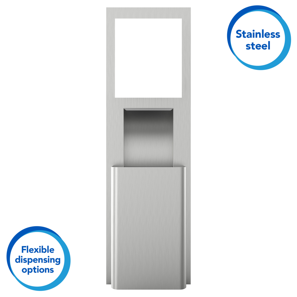 Recessed Trash Receptacle, Stainless Steel