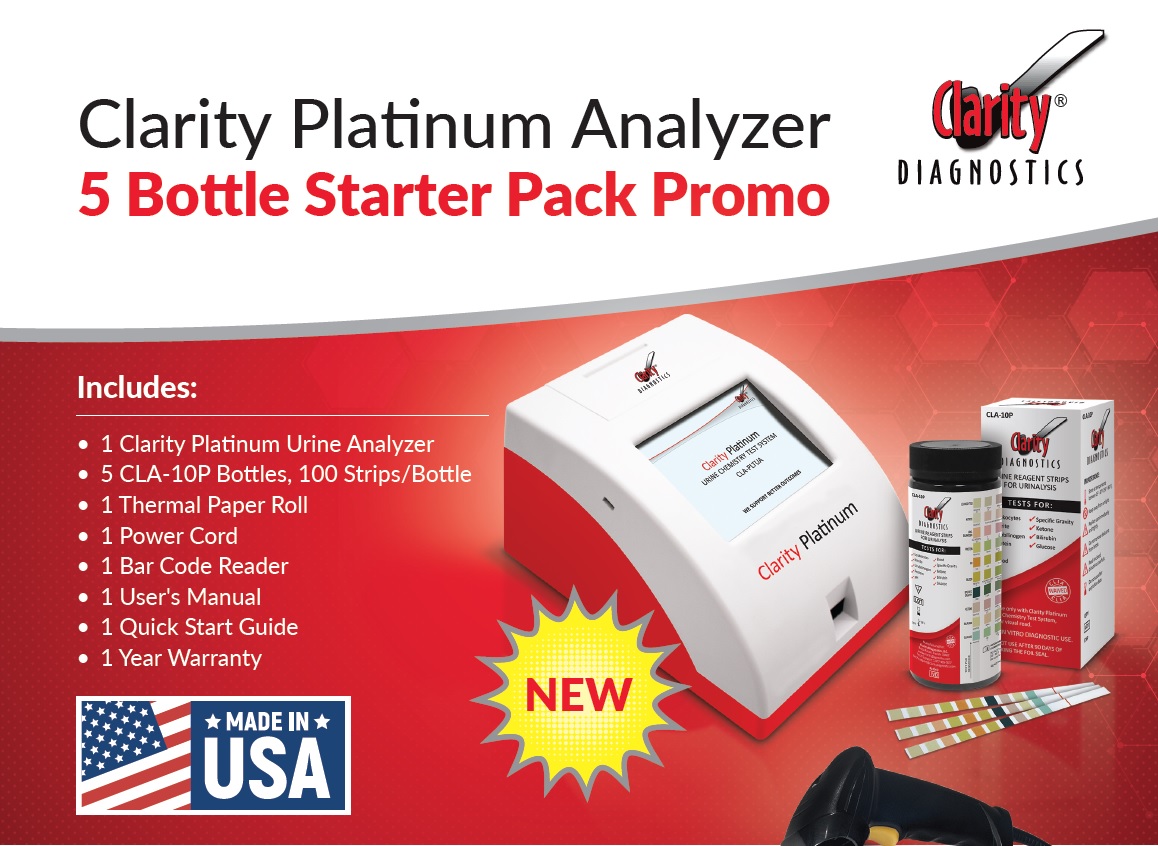 Clarity Platinum Urine Chemistry Test System 5 Bottle Starter Pack Promo