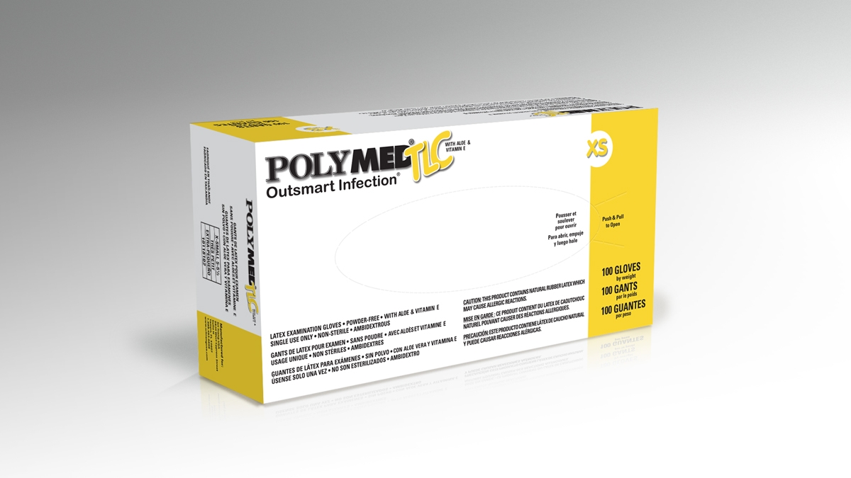 Exam Glove Polymed, Latex, Powder Free, X Small