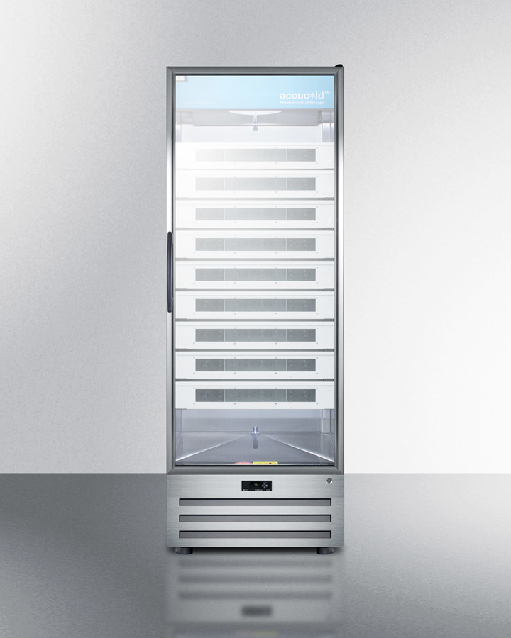 28" Pharmaceutical Refrigerator Wide Full-Size, Glass Door, Lock, Digital Thermostat