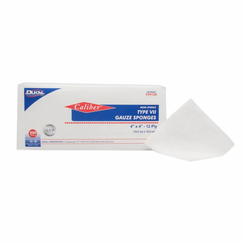 Caliber Type VII Gauze Sponges, 4" x 4", 12 Ply