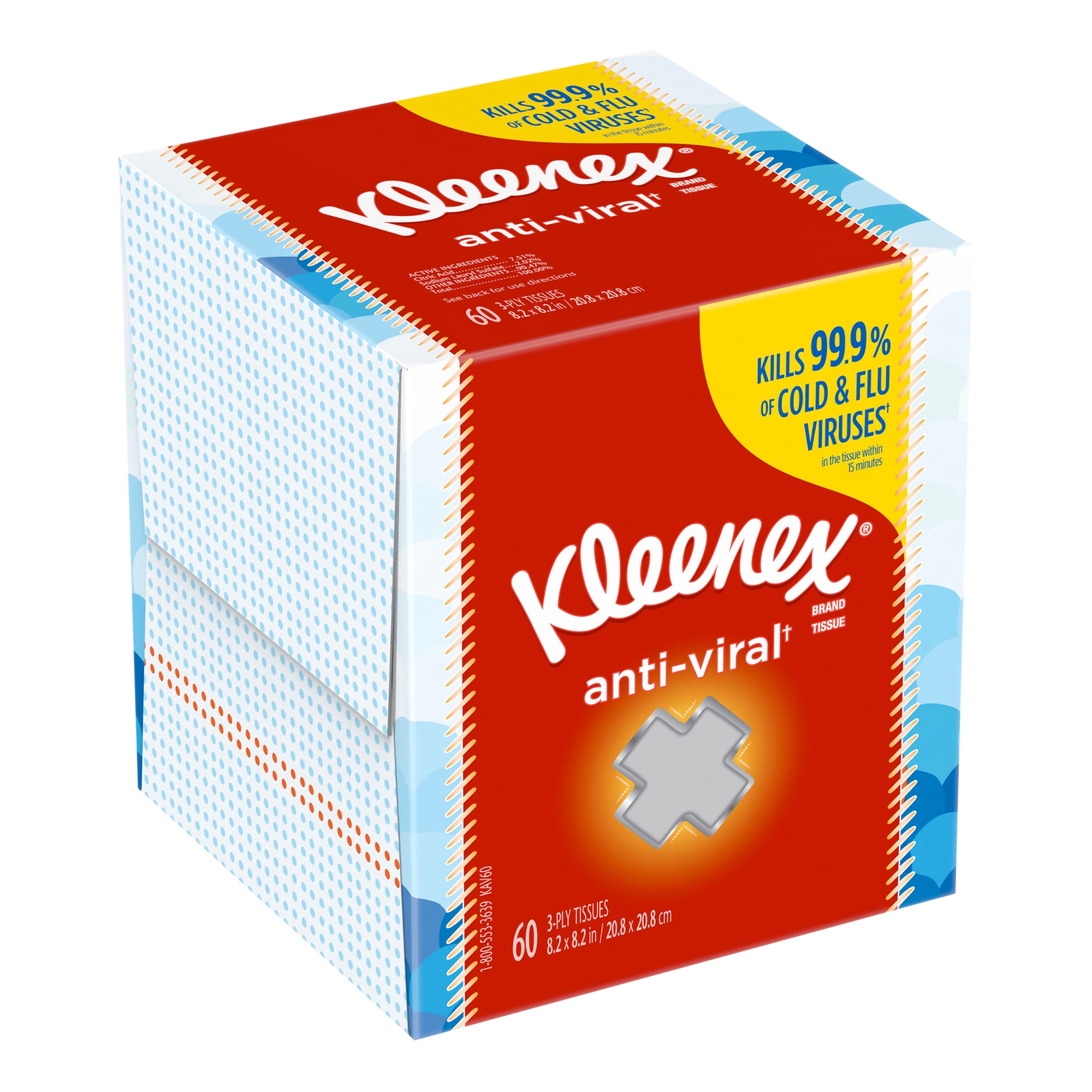 Kleenex AntiViral, Facial Tissue, White