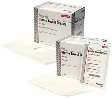Fenestrated Sterile Towel Drapes, 3" Opening, 18" x 26", Folded to  4 1/2" x 6 1/2"