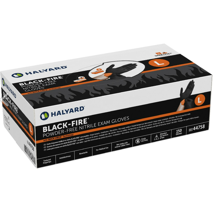 Black Fire Nitrile Exam Gloves, Powder Free, Latex Free, Non Sterile