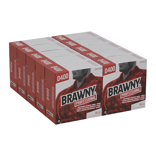 Brawny Professional D400, Disposable Cleaning Towels, Tall Box, White