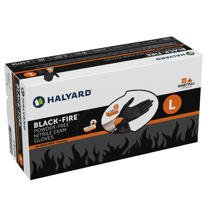 Black Fire Nitrile Exam Gloves, Powder Free, Latex Free, Non Sterile